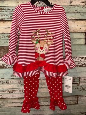 Rare Editions Red and White Striped Dress